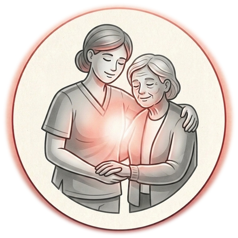 Caregiver supporting patient